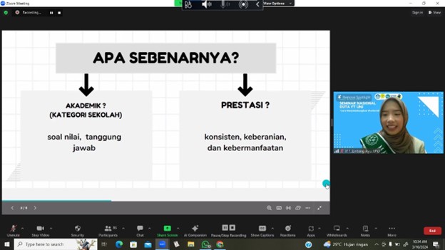 SEMINAR NASIONAL “CARA MENYEIMBANGKAN AKADEMIK DAN PRESTASI” MEMBAHAS KUNCI SUKSES MAHASISWA